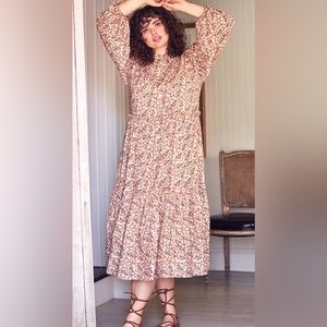 NWT Eloquii Tiered Floral 3/4 Sleeve Midi Shirtdress Ruffle Cottagecore 28